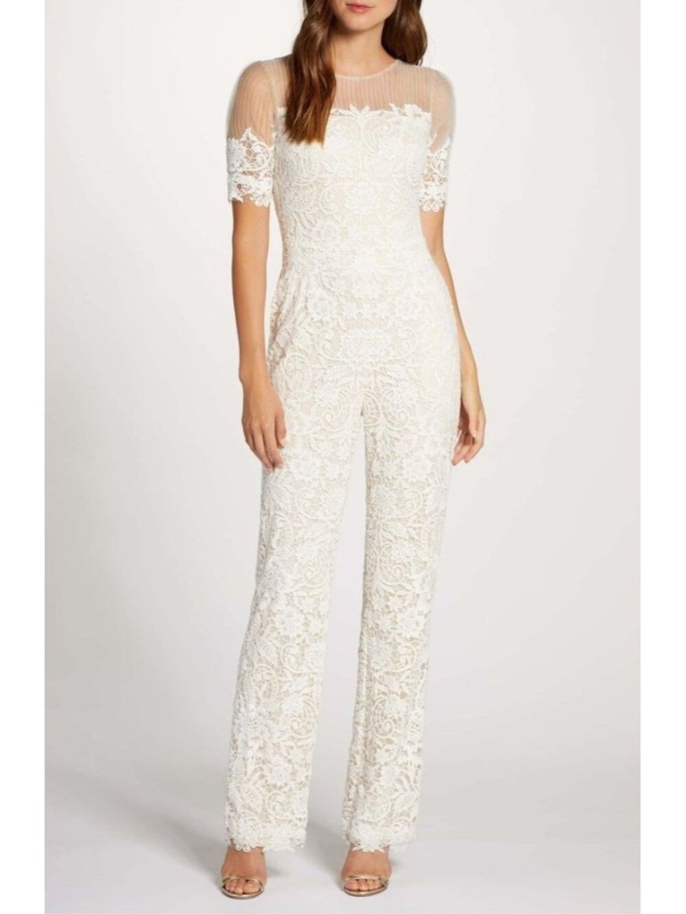 NWT TADASHI SHOJI Bridal Estelle Jumpsuit in Ivory Petal Lace Wedding 1-Piece 16